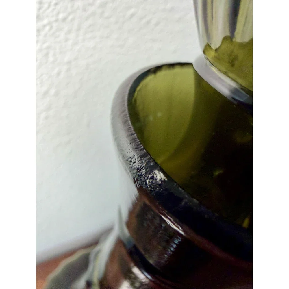 1964 Jim Beam Genie Bottle Decanter, Olive Green Glass, Mid-Century Barware